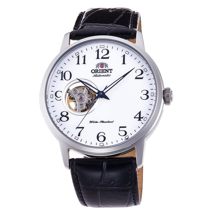 Orient Esteem Open Heart RA-AG0009S10B - zegarek automatyczny z widocznym na tarczy otworem oraz indeksami