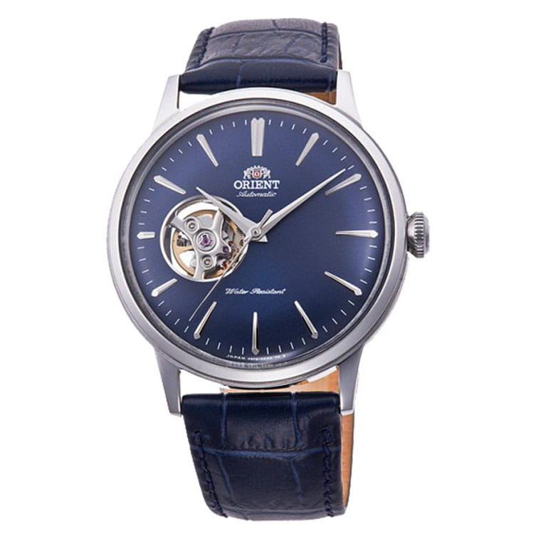 Orient Bambino Open Heart RA-AG0005L10B - zegarek automatyczny z ciemną tarczą i otworem