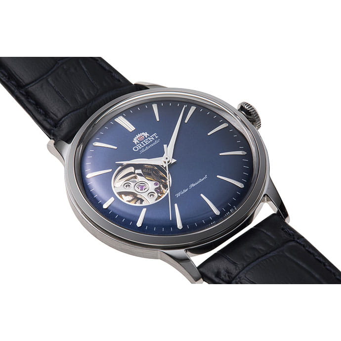 Orient Bambino Open Heart RA-AG0005L10B - granatowa tarcza z indeksami liniowymi