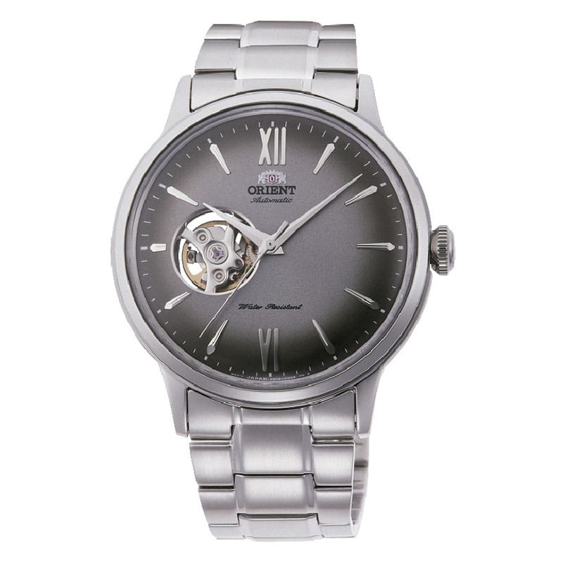 Orient Bambino Open Heart RA-AG0029N10B - zegarek automatyczny z indeksami liniowymi oraz otworem na tarczy