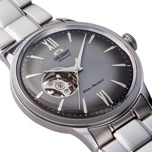 Orient Bambino Open Heart RA-AG0029N10B - szary cyferblat z indeksami oraz otworem na tarczy