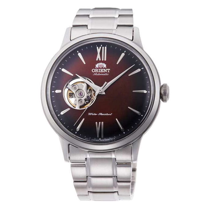 Orient Bambino Open Heart RA-AG0027Y10B - zegarek automatyczny z indeksami liniowymi i otworem na tarczy