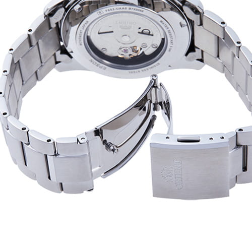 Orient Stretto Semi Skeleton RA-AR0003L10B - zapięcie motylkowe stalowej bransolety