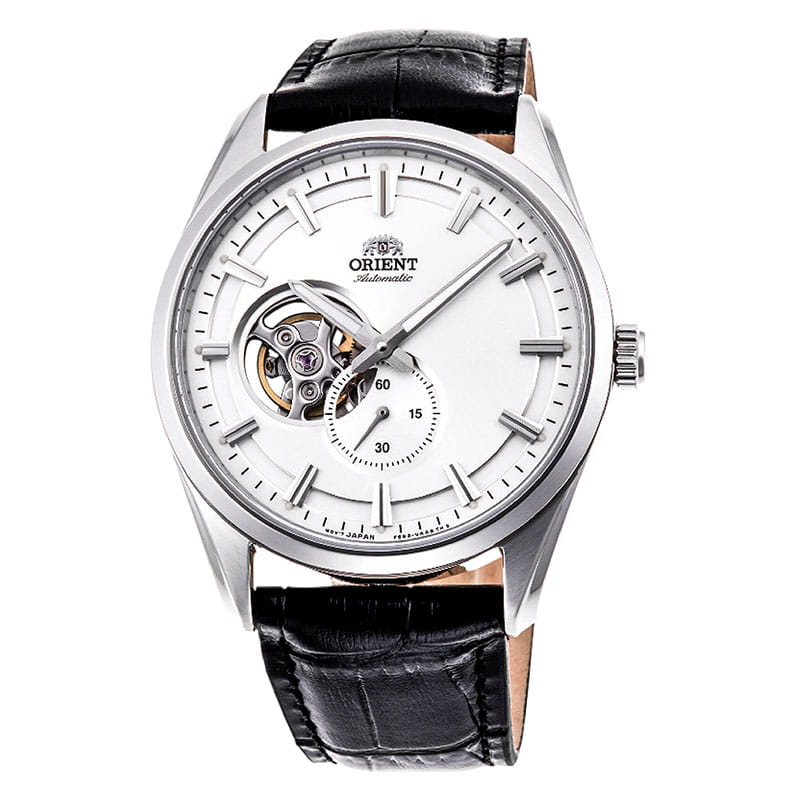 Orient Stretto Semi Skeleton RA-AR0004S10B - zegarek automatyczny z widoczną częścią mechanizmu oraz małym sekundnikiem