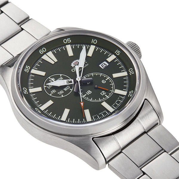 Orient Defender Automatic RA-AK0402E10B - zielona tarcza z datownikiem i indykatorami