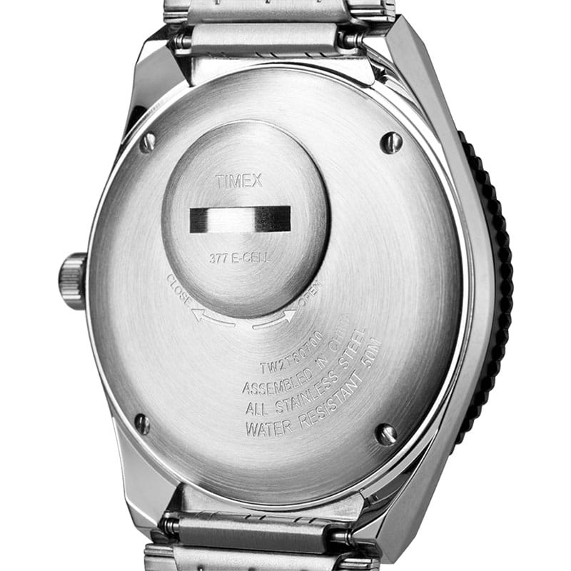 Timex Q Timex 1979 Reissue TW2T80700 - stalowy dekiel ze specjalnym otworem na baterię