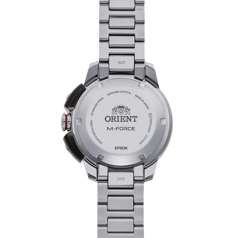 Orient M-Force RA-AC0L02R00B - pełny i zakręcany dekiel stalowej koperty zegarka