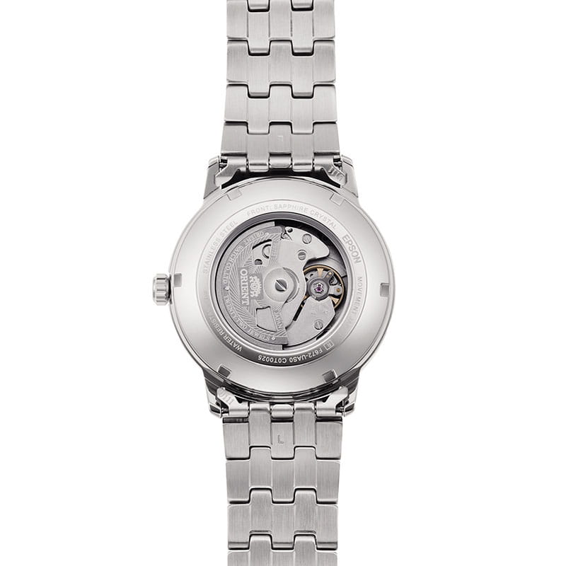 Orient Contemporary Automatic RA-AC0F09L10B - zakręcany i przeszklony dekiel z widocznym mechanizmem