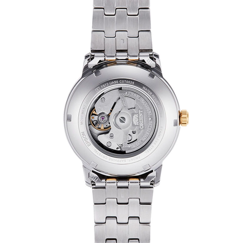 Orient Contemporary Automatic RA-AC0F08G10B zakręcany i przeszklony dekiel stalowej koperty