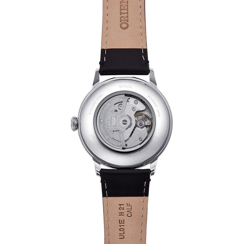 Orient Classic Automatic RA-AC0022S10B – przeszklony dekiel z widocznym mechanizmem automatycznym