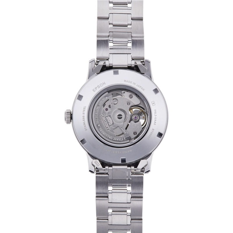 Orient Classic Sun & Moon Open Heart RA-AS0008B10B - przeszklony dekiel z widocznym mechanizmem