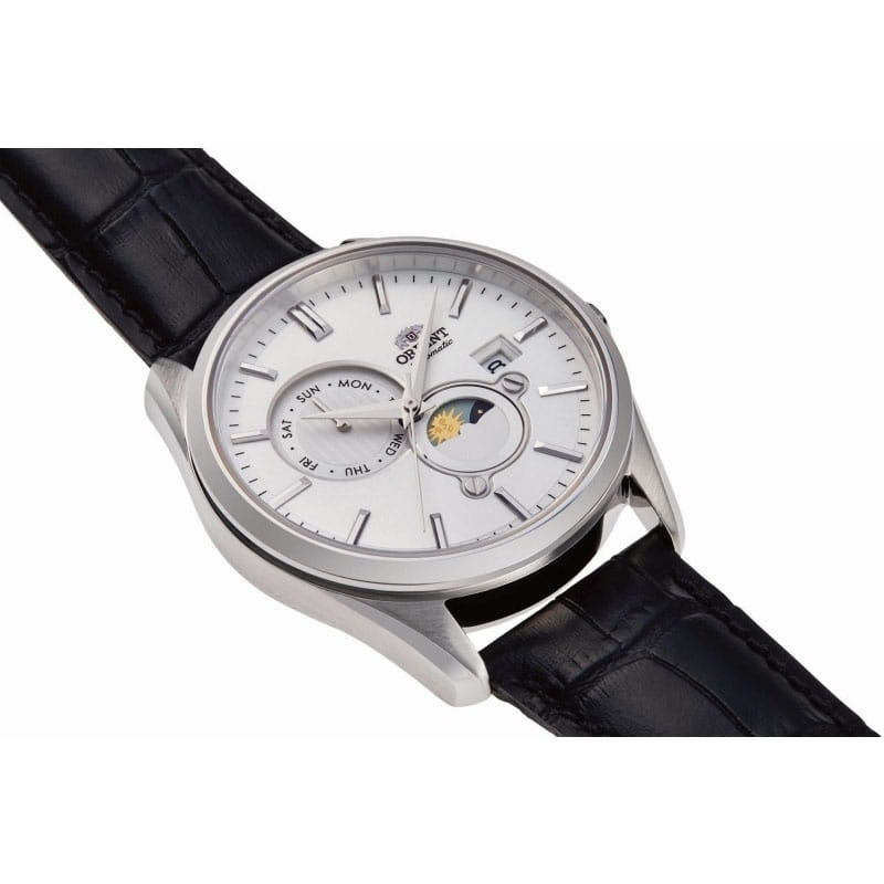 Orient Contemporary Sun & Moon RA-AK0310S10B - biała tarcza z indeksami liniowymi i indykatorami