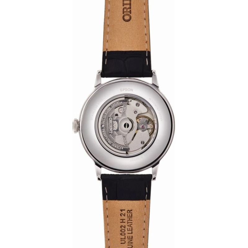 Orient Classic Sun & Moon RA-AK0003S10B - przeszklony dekiel z widocznym mechanizmem