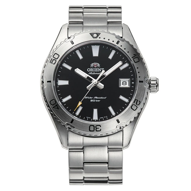 Orient Mako RA-AC0Q01B10B - zegarek automatyczny na stalowej bransolecie z czarną tarczą