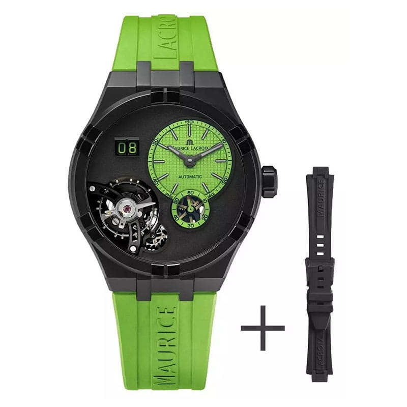 Maurice Lacroix Aikon Master Grand Date AI6118-DLB0J-630-I na zielonym pasku