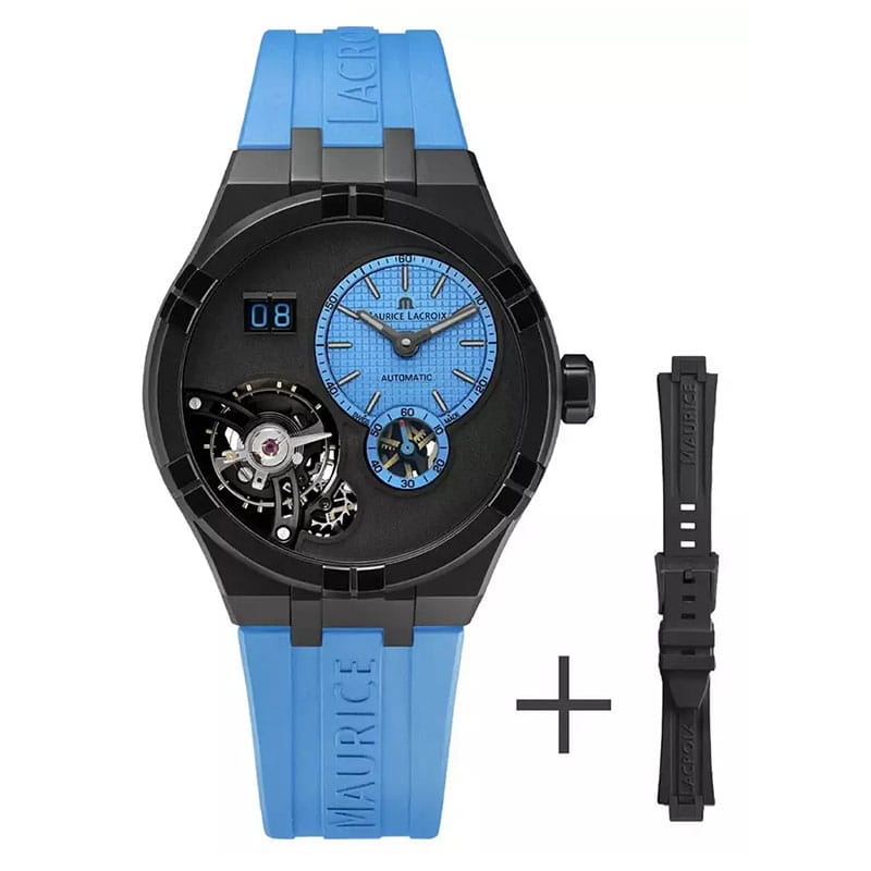Maurice Lacroix Aikon Master Grand Date AI6118-DLB0J-430-H na niebieskim pasku
