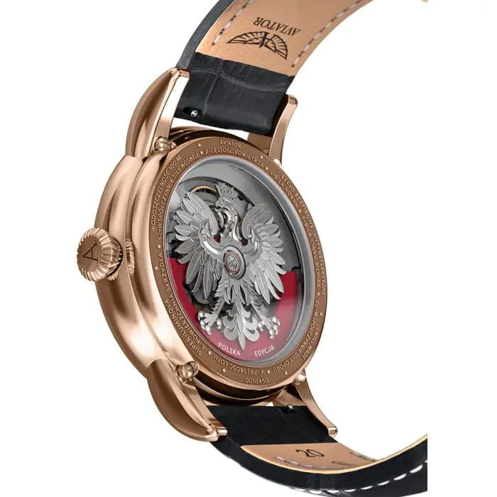 Aviator Douglas Day Date Meca 41 Polish Limited Edition V.3.36.2.294.4 PL tył zegarka