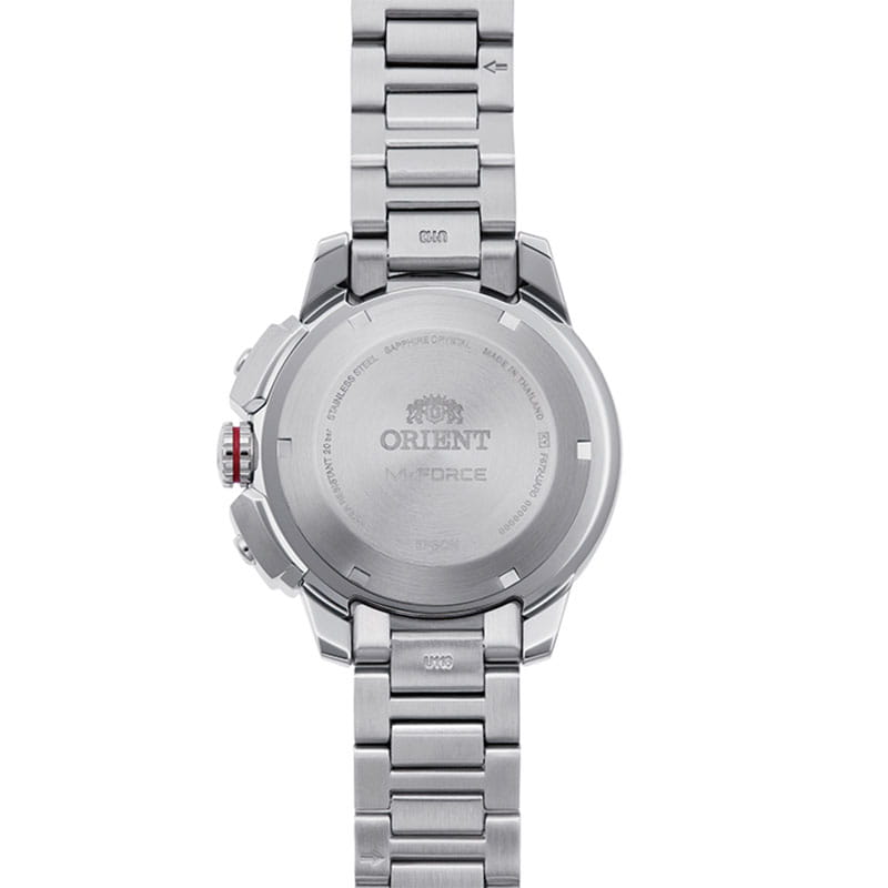 Orient M-Force RA-AC0N02Y10B - pełny i zakręcany dekiel stalowej koperty zegarka