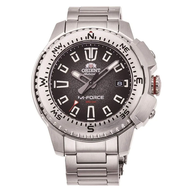 Orient M-Force RA-AC0N01B10B - zegarek nurkowy z mechanizmem automatycznym na stalowej bransolecie