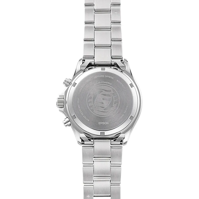 Orient Mako Solar Chronograph RA-TX0206L10B - pełny i zakręcany dekiel stalowej koperty