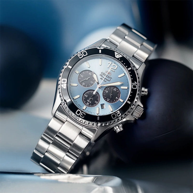 Orient Mako Solar Chronograph RA-TX0206L10B - zegarek z chronografem i obrotowym bezelem