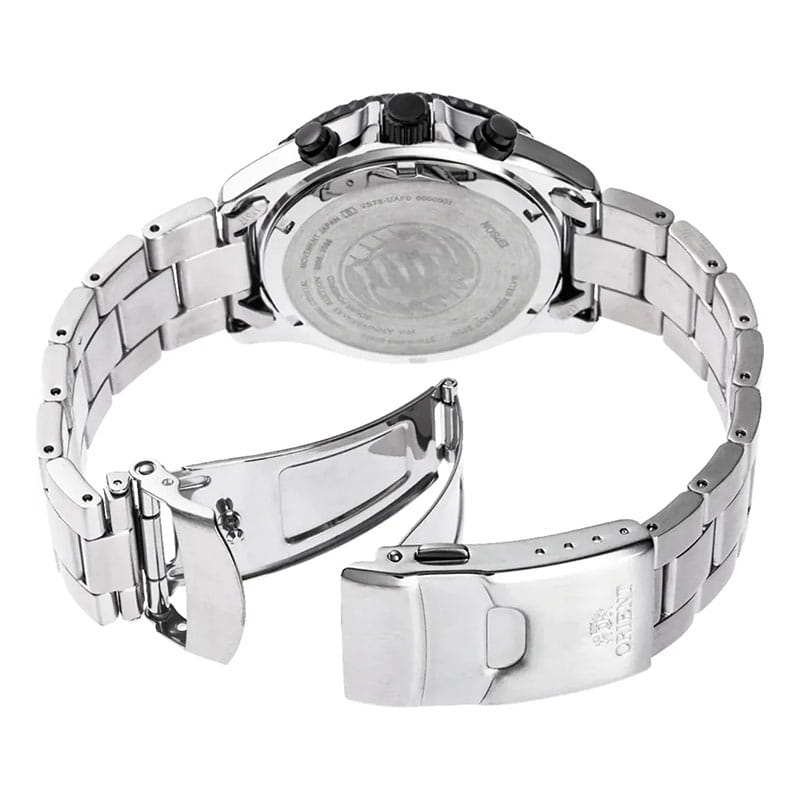Orient Mako Solar Chronograph Limited Edition RA-TX0208L10B - zapięcie motylkowe stalowej bransolety