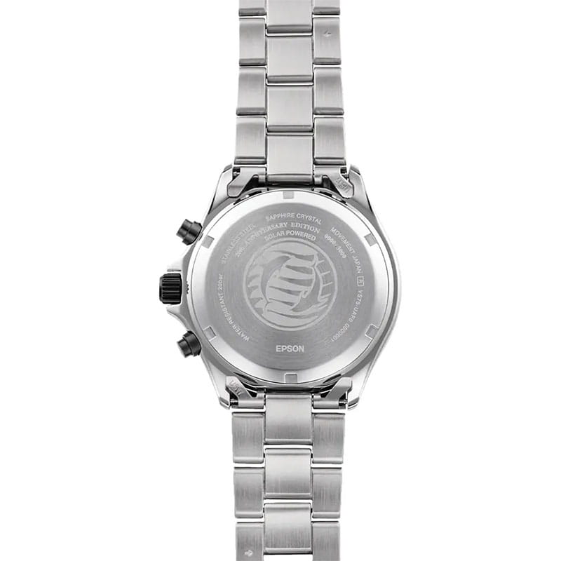 Orient Mako Solar Chronograph Limited Edition RA-TX0208L10B - pełny i zakręcany dekiel stalowej koperty