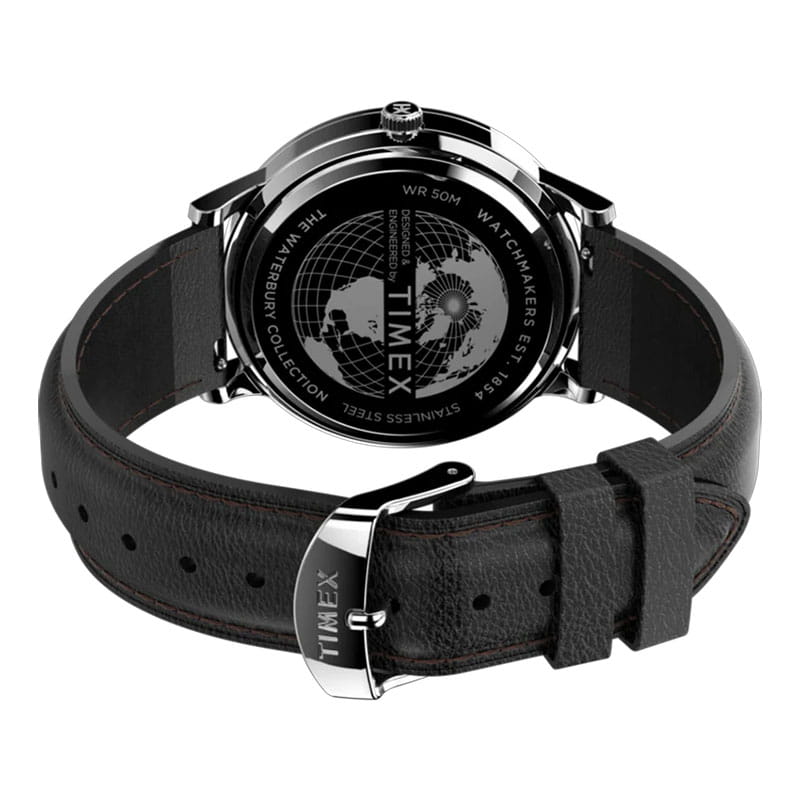Timex Waterbury Classic Day-Date TW2U88400 - tył zegarka z widocznym stalowym deklem