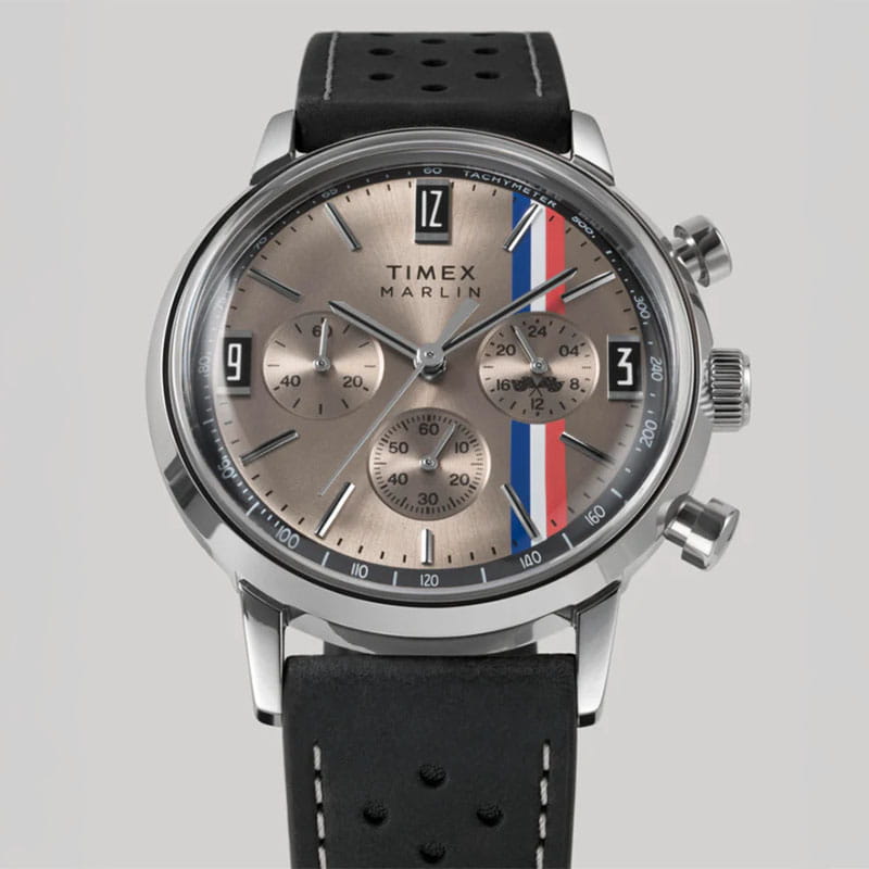 Timex Marlin Chronograph TW2W98900 - beżowa tarcza z kolorowymi pasami i totalizatorami