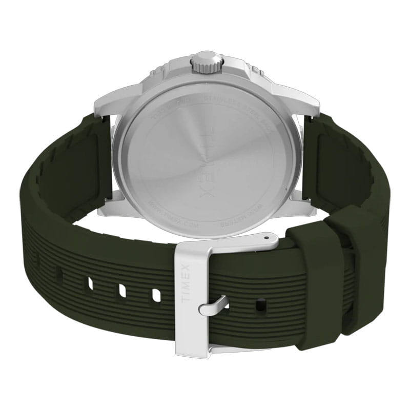 Timex Expedition Ridge TW4B32100 - tył zegarka z widocznym deklem oraz paskiem