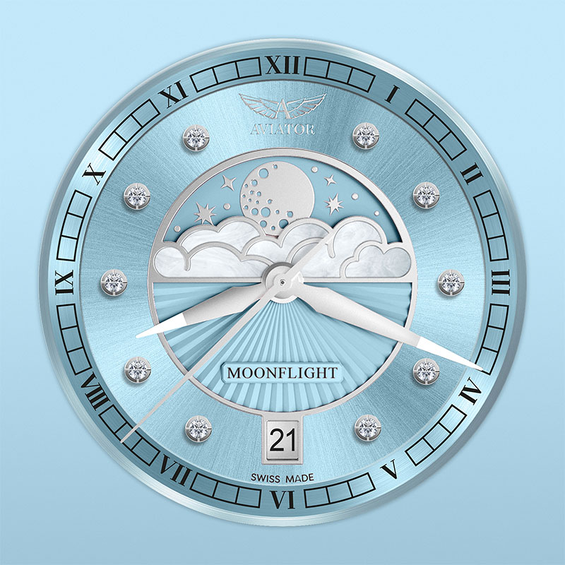 Aviator Douglas Moonflight Diamond Edition V.1.33.0.359.4 tarcza zegarka