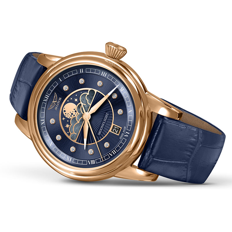 Aviator Douglas Moonflight Diamond Edition V.1.33.2.380.4 zegarek na boku