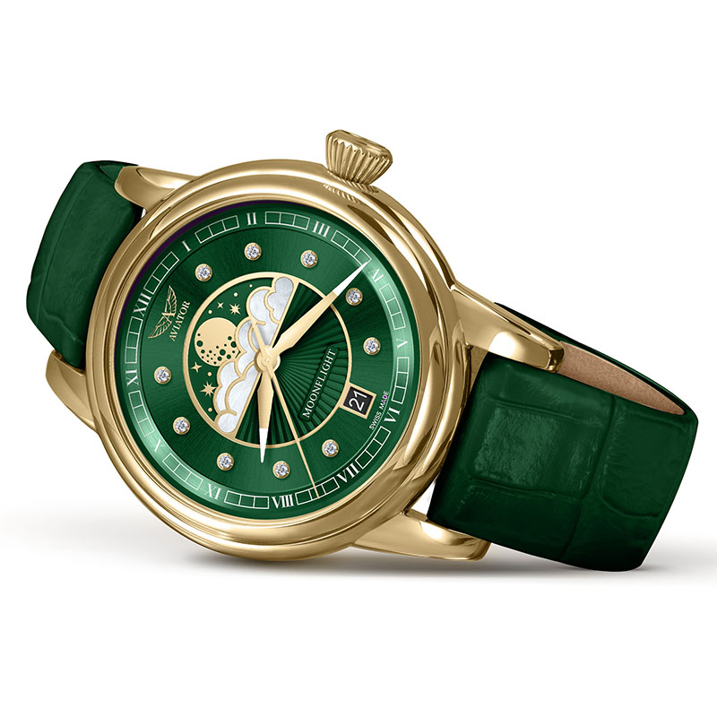 Aviator Douglas Moonflight Diamond Polska Edycja V.1.33.1.391.4 PL zegarek na boku