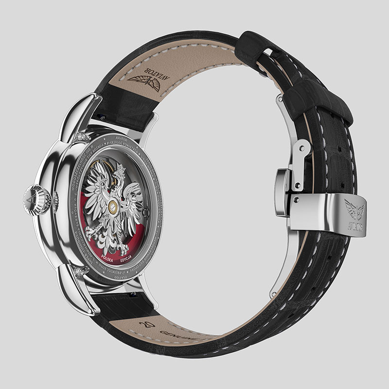 Aviator Douglas Day Date Meca 41 Polish Limited Edition V.3.36.0.293.4 PL tył zegarka