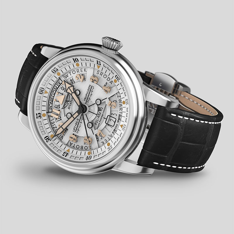 Aviator Douglas Day Date Meca 41 Polish Limited Edition V.3.36.0.293.4 PL zegarek na boku