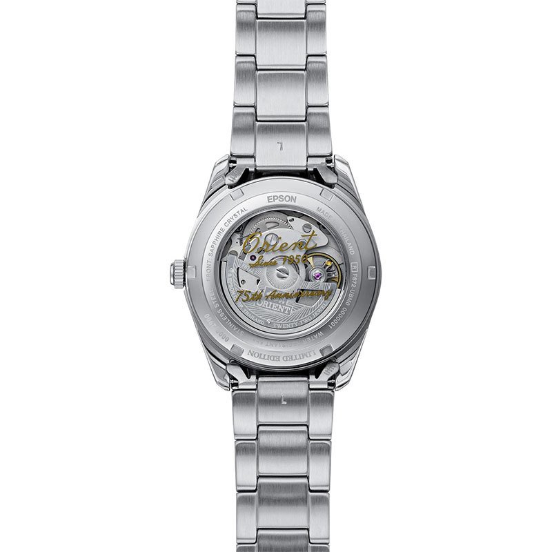 Orient Stretto Date 75th Anniversary RA-AC0R04N30B tył zegarka