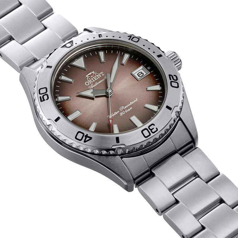 Orient Mako Limited Edition RA-AC0Q17Y30B - gradientowa, miedziana tarcza z indeksami i datownikiem