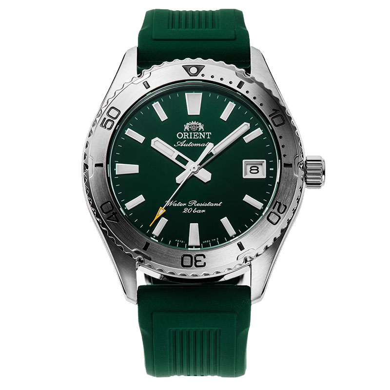 Orient Mako RA-AC0Q11E30B - zegarek automatyczny na silikonowym pasku z zieloną tarczą