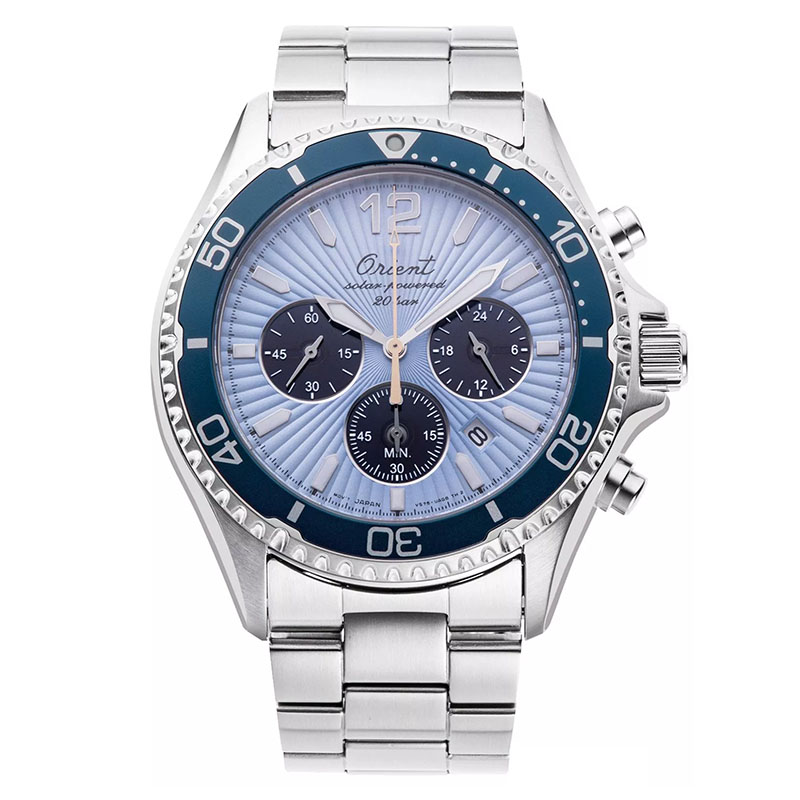 Orient Mako Solar Chronograph Limited Edition RA-TX0210L10B - limitowany zegarek solarny na stalowej bransolecie z funkcją stopera
