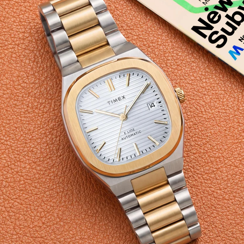 Timex E Line Automatic TW6A00600 – automatyczny zegarek ze złoconymi elementami
