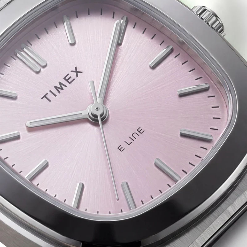 Timex E Line Quartz TW6A01000 - piękna różowa tarcza z indeksami liniowymi