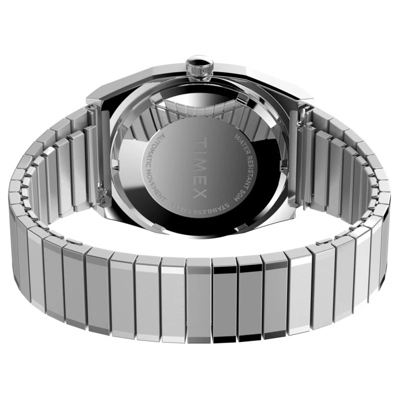 Timex E Line 1983 Automatic TW2Y07400 – stalowa, rozciągana bransoleta Perfect Fit