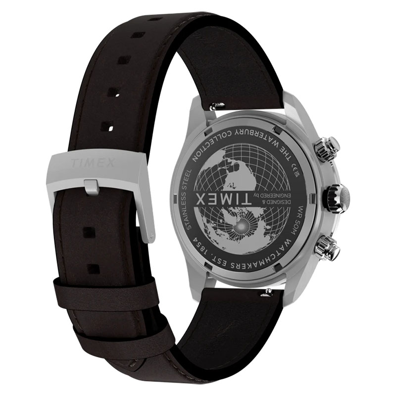 Timex Waterbury Heritage Chronograph TW2Y70600 – tył zegarka z widocznym deklem