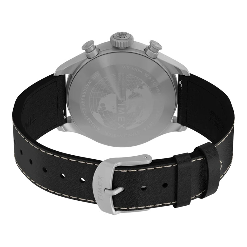Timex Waterbury Ace Chronograph TW2Y19000 - dekiel z grawerem The Waterbury Collection i skórzany pasek z klamrą z logo Timex