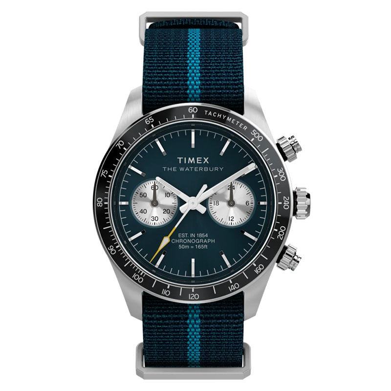 Timex Waterbury Heritage Chronograph TW2Y39000 - zegarek na pasku typu nato z ciemną tarczą