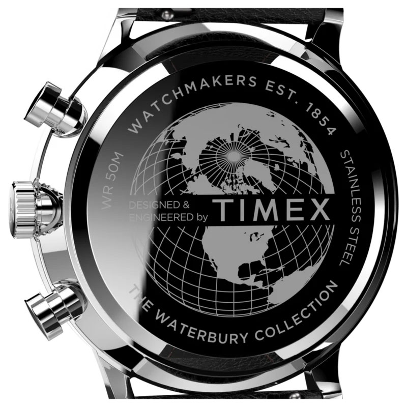 Timex Waterbury Classic Chronograph TW2U88300 - stalowy dekiel z grawerem