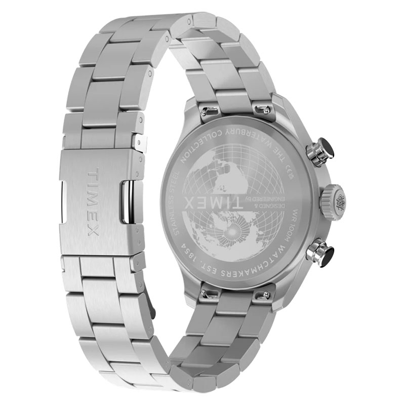 Timex Waterbury Ace Fly Back Chronograph TW2Y70200 - dekiel z grawerem The Waterbury Collection i stalowa bransoleta z zapięciem