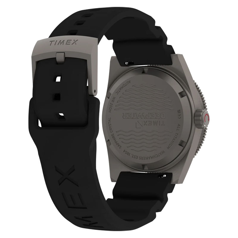 Timex Deepwater Reef 200 Titanium Automatic TW2Y64300 - tył zegarka z widocznym zakręcanym deklem