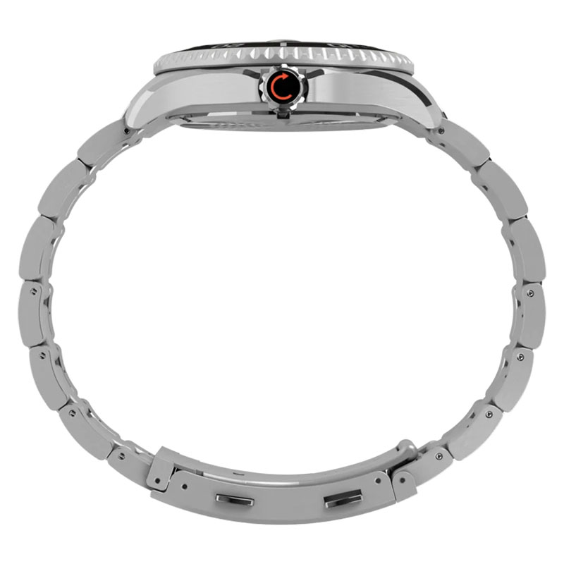 Timex Deepwater Meridian 200 TW2W82000 - profil koperty z zakręcaną koronką i stalową bransoletą z zapięciem