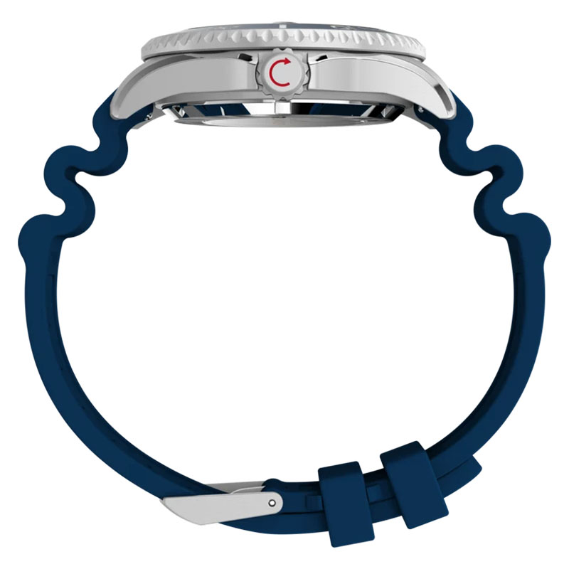 Timex Deepwater Meridian 200 Automatic TW2Y39900 - profil koperty z widoczną, zakręcaną koronką